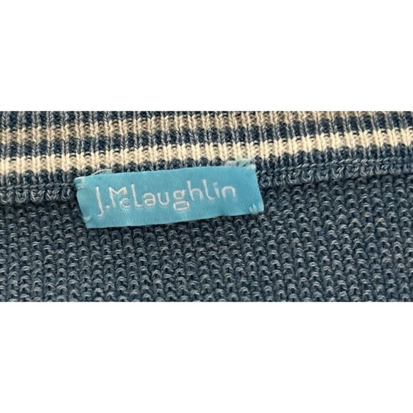 J. McLaughlin Crewneck Waffled Cotton Washed Blue Long sleeve sweater Size Large - Picture 4 of 9